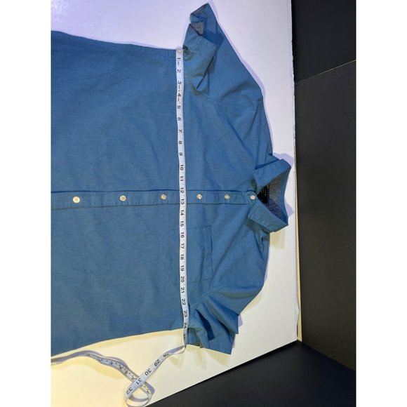 Tahari Blue Button Down Short Sleeve Slim Fit XL - Picture 5 of 10